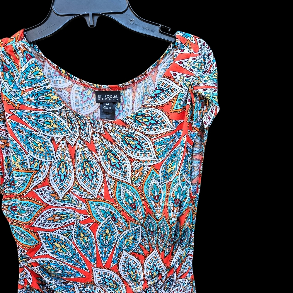 Enfocus Studio Patterned Mini Dress Women Size 14 - Picture 5 of 16